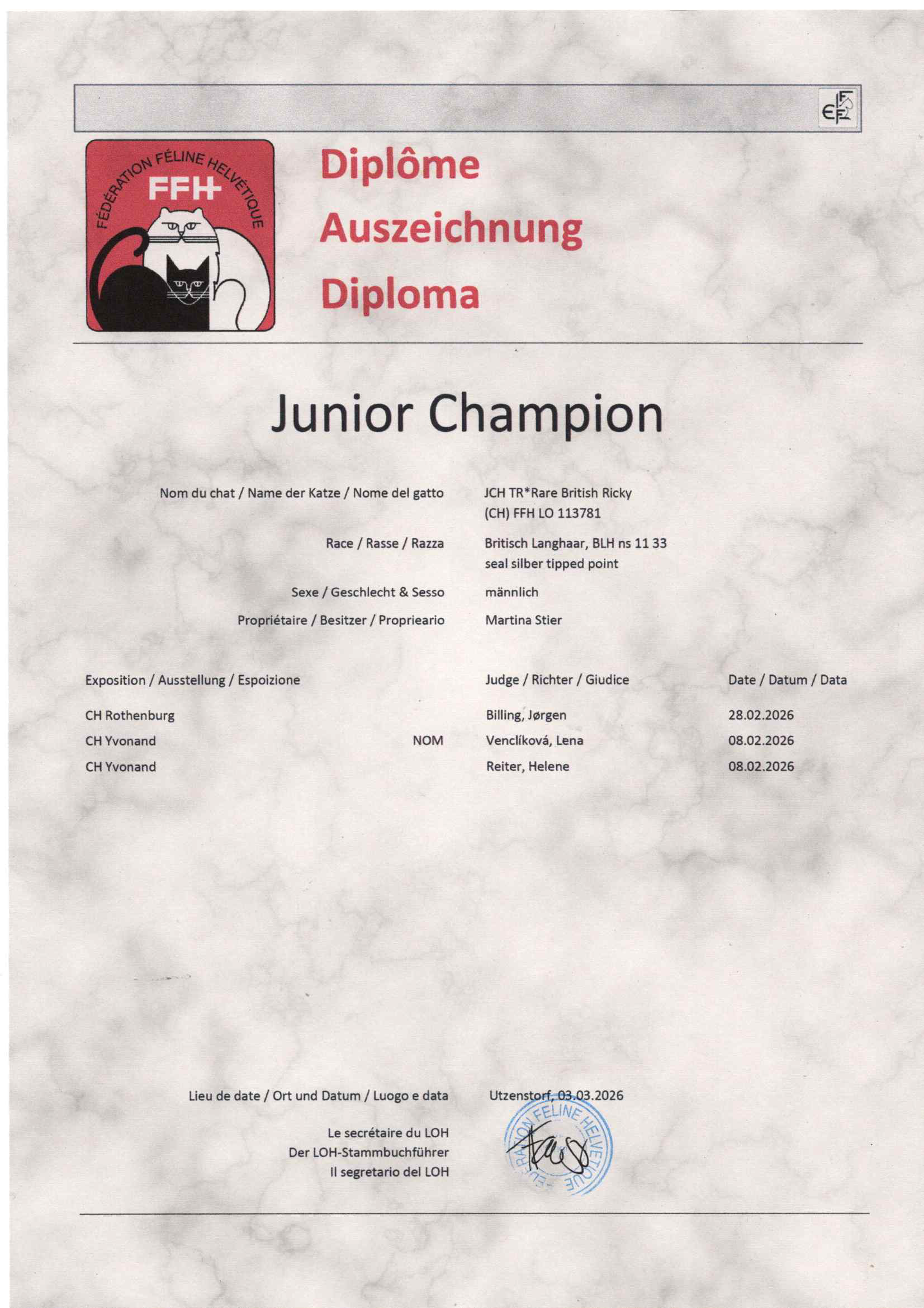 JCH Rare British Ricky