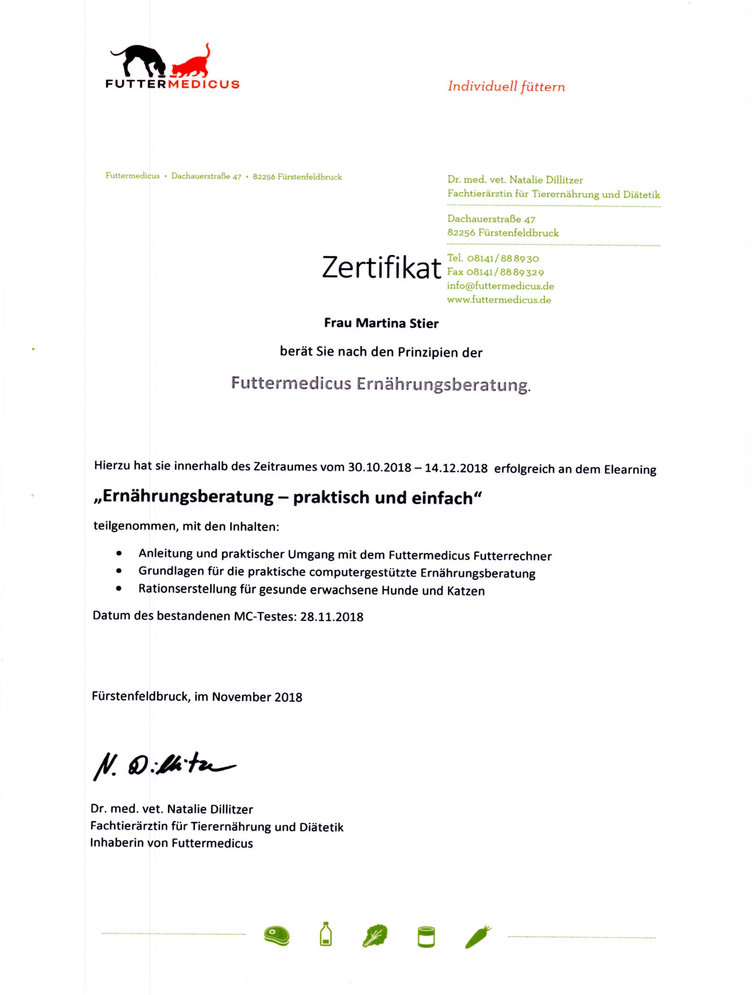 Zertifikat Futtermedicus
